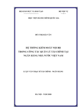 Luận văn thạc sĩ hệ thống kiểm soát nội bộ trong công tác quản lý tài chính tại ngân hàng nhà nước việt nam