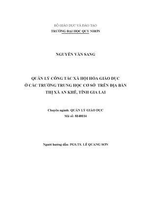 Luận văn thạc sĩ quản lý công tác xã hội hóa giáo dục ở các trường trung học cơ sở trên địa bàn thị xã an khê tỉnh gia lai
