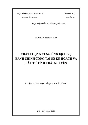 Luận văn thạc sĩ chất lượng cung ứng dịch vụ hành chính công tại sở kế hoạch và đầu tư tỉnh thái nguyên