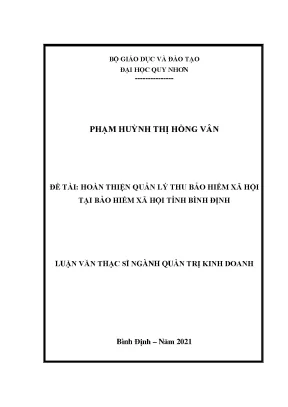 Luận văn thạc sĩ hoàn thiện quản lý thu bảo hiểm xã hội tại bảo hiểm xã hội tỉnh bình định