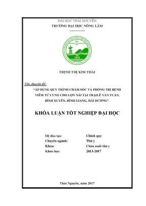 Luận văn áp dụng quy trình chăm sóc và phòng trị bệnh viêm tử cung cho lợn nái tại trại lê văn tuấn bình xuyên bình giang hải dương