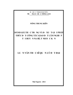 Luận văn thạc sĩ đánh giá thực trạng và đề xuất giải pháp thúc đẩy công tác giao đất lâm nghiệp tại huyện na rì tỉnh bắc kạn