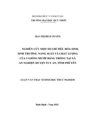 Luận văn thạc sĩ nghiên cứu một số chỉ tiêu hóa sinh sinh trưởng năng suất và chất lượng của 5 giống mướp đắng trồng tại xã an nghiệp huyện tuy an tỉnh phú yên