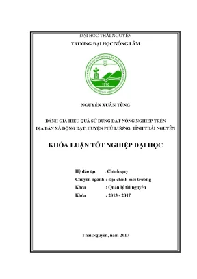 Luận văn đánh giá hiệu quả sử dụng đất nông nghiệp trên địa bàn xã động đạt huyện phú lương tỉnh thái nguyên