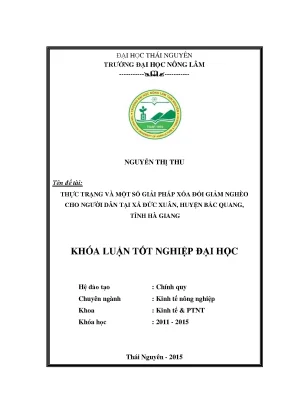 Luận văn thạc sĩ thực trạng và một số giải pháp xóa đói giảm nghèo cho người dân tại xã đức xuân huyện bắc quang tỉnh hà giang