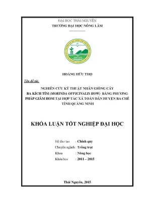 Luận văn thạc sĩ nghiên cứu kỹ thuật nhân giống cây ba kích tím morinda officinalis how bằng phương pháp giâm hom tại hợp tác xã toàn dân huyện ba chẽ tỉnh quảng ninh