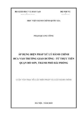 Luận văn thạc sĩ áp dụng biện pháp xử lý hành chính đưa vào trường giáo dưỡng từ thực tiễn quận đồ sơn thành phố hải phòng