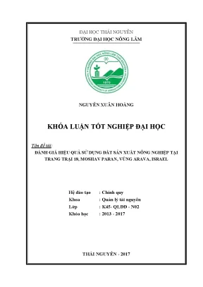Luận văn đánh giá hiệu quả sử dụng đất sản xuất nông nghiệp tại trang trại 18 moshav paran vùng arava israel