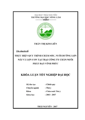Luận văn quy trình chăm sóc nuôi dưỡng lợn nái và lợn con tại trại chăn nuôi phát đạt vĩnh phúc