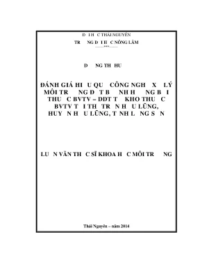 Luận văn thạc sĩ đánh giá hiệu quả công nghệ xử lý môi trường đất bị ảnh hưởng bởi thuốc bảo vệ thực vật ddt từ kho thuốc bảo vệ thực vật tại thị trấn hữu lũng
