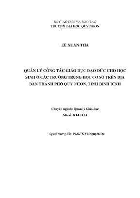 Luận văn thạc sĩ quản lý công tác giáo dục đạo đức cho học sinh ở các trường trung học cơ sở trên địa bàn thành phố quy nhơn tỉnh bình định