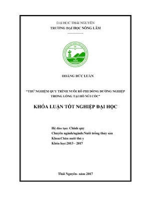 Luận văn thử nghiệm quy trình nuôi rô phi dòng đường nghiệp trong lồng tại hồ núi cốc