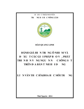 Luận văn thạc sĩ đánh giá hiện trạng ô nhiễm và đề xuất các giải pháp bảo vệ phát triển bền vững nguồn nước sông sặt trên địa bàn tỉnh hải dương