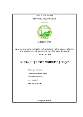 Luận văn áp dụng quy trình chăm sóc nuôi dưỡng và phòng và trị bệnh sinh sản của lợn nái ngoại nuôi tại công ty cổ phần bình minh mỹ đức hà nội