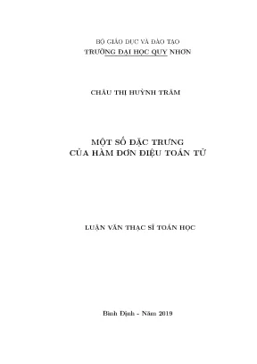 Luận văn thạc sĩ một số đặc trưng của hàm đơn điệu toán tử