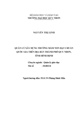 Luận văn thạc sĩ quản lý xây dựng trường mầm non đạt chuẩn quốc gia trên địa bàn thành phố quy nhơn tỉnh bình định