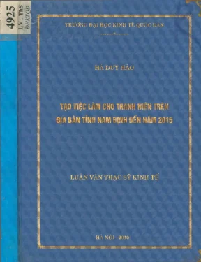 Luận văn tạo việc làm cho thanh niên trên địa bàn tỉnh nam định đến năm 2015