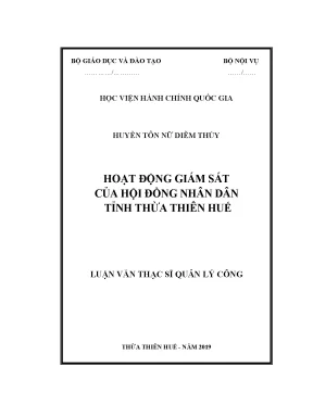 Luận văn thạc sĩ hoạt động giám sát của hội đồng nhân dân tỉnh thừa thiên huế