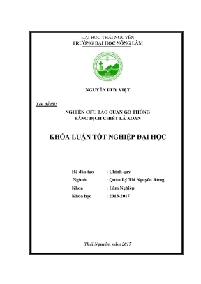 Luận văn nghiên cứu bảo quản gỗ thông bằng dịch chiết lá xoan