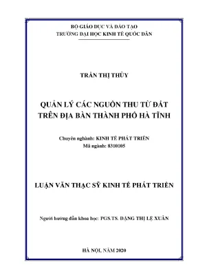 Luận văn quản lý các nguồn thu từ đất trên địa bàn thành phố hà tĩnh