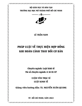 Luận văn thạc sĩ luật kinh tế pháp luật về thực hiện hợp đồng khi hoàn cảnh thay đổi cơ bản