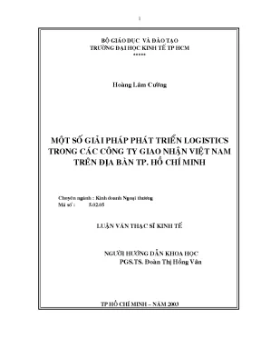 Luận văn thạc sĩ một số giải pháp phát triển logistics trong các công ty giao nhận việt nam trên địa bàn tp hồ chí minh