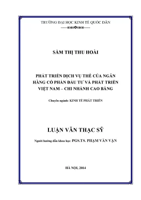 Luận văn phát triển dịch vụ thẻ của ngân hàng cổ phần đầu tư và phát triển việt nam chi nhánh cao bằng
