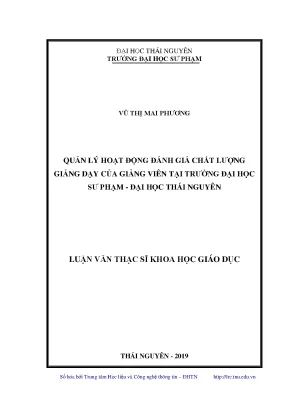 Luận văn thạc sĩ quản lý hoạt động đánh giá chất lượng giảng dạy của giảng viên tại trường đại học sư phạm đại học thái nguyên
