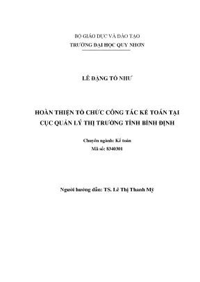 Luận văn thạc sĩ hoàn thiện tổ chức công tác kế toán tại cục quản lý thị trường tỉnh bình định