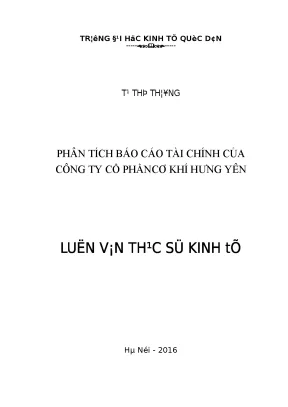 Luận văn thạc sĩ phân tích báo cáo tài chính của công ty cổ phầncơ khí hưng yên