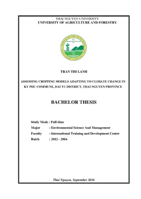 Luận văn thạc sĩ assessing cropping models adapting to climate change in ky phu commune dai tu district thai nguyen province