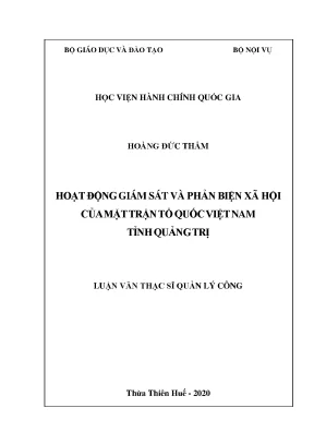 Luận văn thạc sĩ hoạt động giám sát và phản biện xã hội của mặt trận tổ quốc việt nam tỉnh quảng trị
