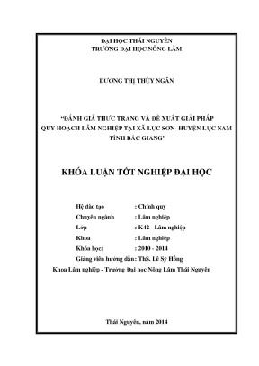 Luận văn thạc sĩ đánh giá thực trạng và đề xuất giải pháp quy hoạch lâm nghiệp tại xã lục sơn huyện lục nam tỉnh bắc giang