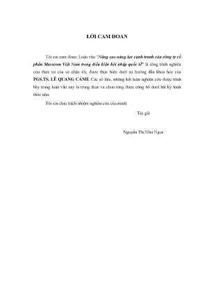 Luận văn nâng cao năng lực cạnh tranh của công ty cổ phần masscom việt nam trong điều kiện hội nhập quốc tế