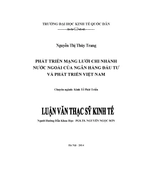 Luận văn phát triển mạng lưới chi nhánh nước ngoài của ngân hàng đầu tư và phát triển việt nam