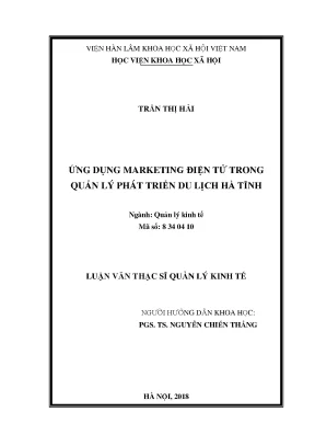 Luận văn thạc sĩ ứng dụng marketing điện tử trong quản lý phát triển du lịch hà tĩnh