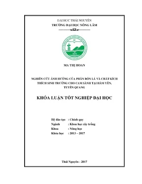 Luận văn thạc sĩ nghiên cứu ảnh hưởng của phân bón lá chất kích thích sinh trưởng đối với cam sành hàm yên