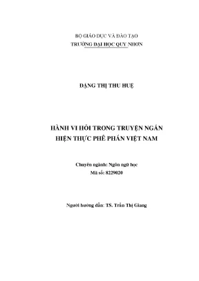 Luận văn thạc sĩ hành vi hỏi trong truyện ngắn hiện thực phê phán việt nam