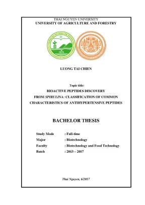 Luận văn bioactive peptides discovery from spirulina classification of common characteristics of antihypertensive peptides