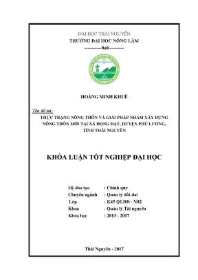 Luận văn thực trạng nông thôn và giải pháp nhằm xây dựng nông thôn mới tại xã động đạt huyện phú lương tỉnh thái nguyên