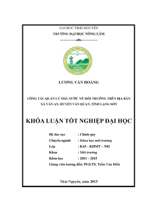 Luận văn thạc sĩ công tác quản lý nhà nước về môi trường trên địa bàn xã văn an huyện văn quan tỉnh lạng sơn