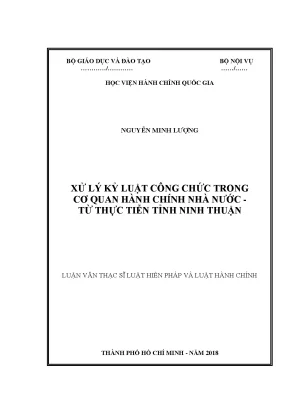 Luận văn thạc sĩ xử lý kỷ luật công chức trong cơ quan nhà nước từ thực tiễn tỉnh ninh thuận