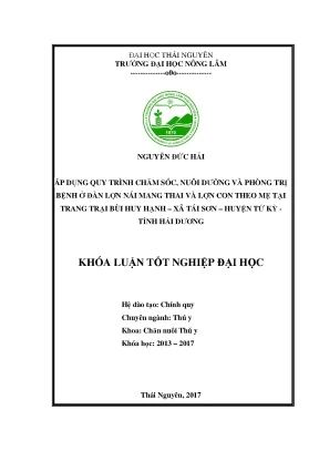 Luận văn áp dụng quy trình chăm sóc nuôi dưỡng và phòng trị bệnh ở lợn nái mang thai và lợn con theo mẹ nuôi tại trang trại chăn nuôi bùi huy hạnh