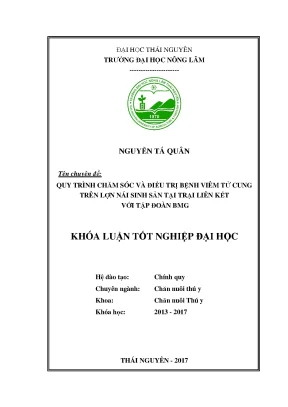 Luận văn quy trình chăm sóc và điều trị bệnh viêm tử cung trên lợn nái sinh sản tại trại lợn liên kết với tập đoàn bmg