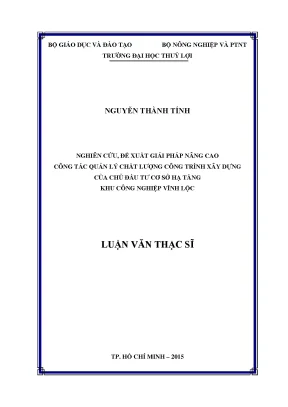 Luận văn thạc sĩ nghiên cứu đề xuất giải pháp nâng cao công tác quản lí chất lượng công trình xây dựng của chủ đầu tư cơ sở hạ tầng khu công nghiệp vĩnh lộc