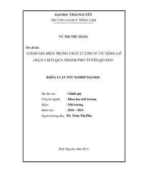 Luận văn thạc sĩ đánh giá hiện trạng chất lượng nước sông lô đoạn chảy qua thành phố tuyên quang