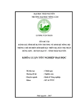 Luận văn thạc sĩ đánh giá tính dễ bị tổn thương về sinh kế nông hộ trồng chè do biến đổi khí hậu trên địa bàn thị trấn hùng sơn huyện đại từ tỉnh thái nguyên