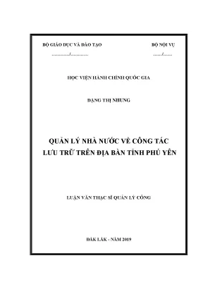 Luận văn thạc sĩ quản lý nhà nước về công tác lưu trữ trên địa bàn tỉnh phú yên