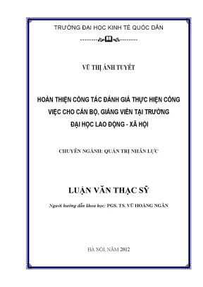 Luận văn hoàn thiện công tác đánh giá thực hiện công việc cho cán bộ giảng viên tại trường đại học lao động xã hội