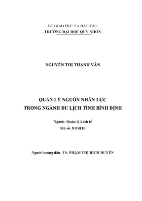 Luận văn thạc sĩ quản lý nguồn nhân lực trong ngành du lịch tỉnh bình định